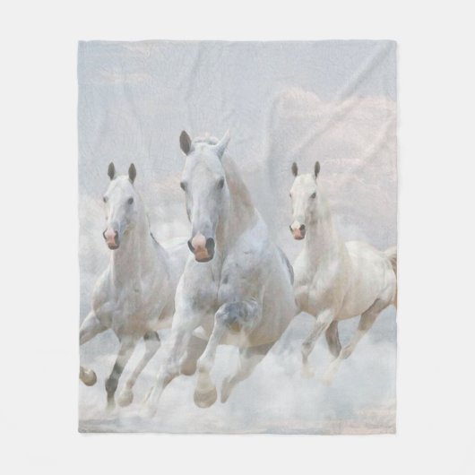 Couverture Polaire Chevaux dans les nuages (Devant)