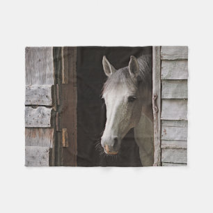 Couverture Polaire Chevaux de jument gris Blanche-Toison