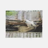 Couverture Polaire Chevaux de jument gris et de grange (Devant (Horizontal))