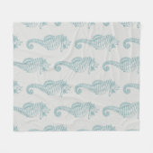 Couverture Polaire Chevaux de mer tropicaux, Motif hippocampe - gris  (Devant (Horizontal))