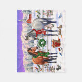 Couverture Polaire Chevaux de Noël en neige (Devant)
