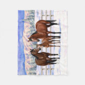 Couverture Polaire Chevaux Du Quartier De La Baie Brown En Neige (Devant)