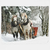 Couverture Polaire CHEVAUX et DORMIR dans la NEIGE (Devant (Horizontal))