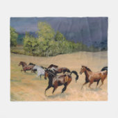 Couverture Polaire Chevaux et tempête estivale (Devant (Horizontal))