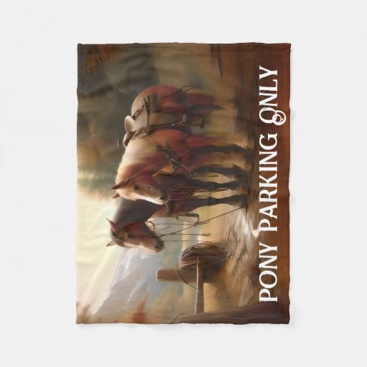 Couverture Polaire Chevaux Haché "Parking de Poney" (Devant)