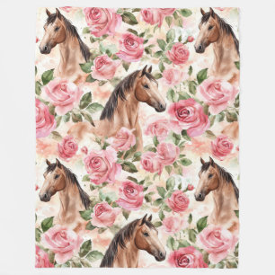 Couverture Polaire Chevaux Jolies Roses Roses Rose Floral