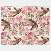 Couverture Polaire Chevaux Jolies Roses Roses Rose Floral (Devant (Horizontal))
