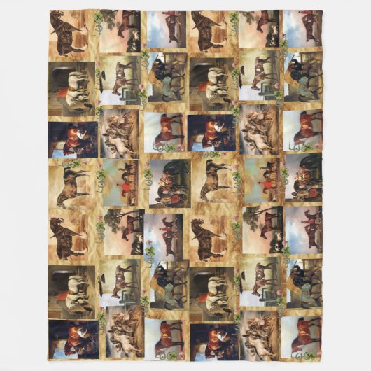 COUVERTURE POLAIRE CHEVAUX PEINTURES D'ART FIN PARCHEMENT, CHAUSSURES (Devant)