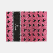 Couverture Polaire Chevaux roses fuchsia nommés personnalisés de (Devant (Horizontal))