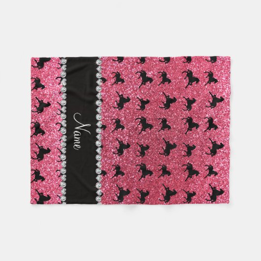 Couverture Polaire Chevaux roses fuchsia nommés personnalisés de (Devant (Horizontal))