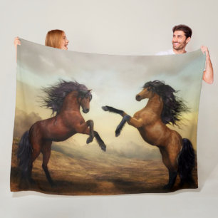 COUVERTURE POLAIRE CHEVAUX SAUVAGES