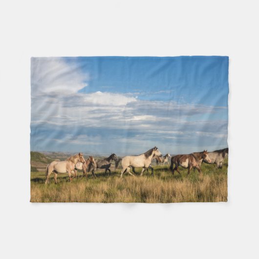 Couverture Polaire Chevaux sauvages dans le parc national Theodore Ro (Devant (Horizontal))