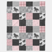 Couverture Polaire Chevaux sauvages et libres Patchwork - rose (Devant)