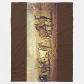 Couverture Polaire Chevaux sauvages et moulins à vent couvrants (Devant)