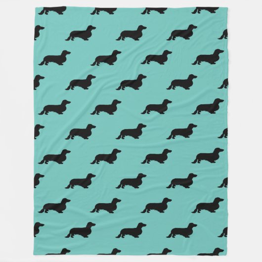 Couverture Polaire Cheveux longs Dachshund - Silhouette 1 (Devant)