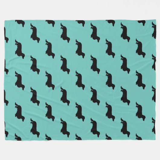 Couverture Polaire Cheveux longs Dachshund - Silhouette 1 (Devant (Horizontal))