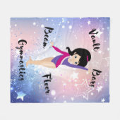 Couverture Polaire Cheveux noirs étoilés, Yeux Bleus, Léotard Violet (Devant (Horizontal))