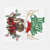 Couverture Polaire Chèvre de Noël mignonne avec Antlers et Wreath (Devant (Horizontal))