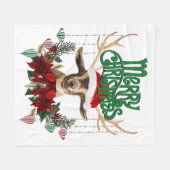 Couverture Polaire Chèvre de Noël mignonne avec Antlers et Wreath (Devant (Horizontal))