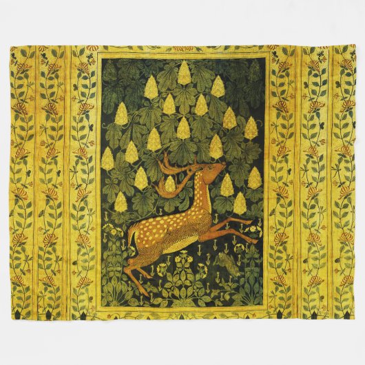 Couverture Polaire CHÈVRE FLEUVE, FLEURS CHESTNUT TREE vert Jaune (Devant (Horizontal))