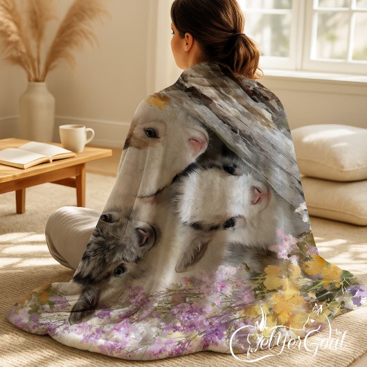 Couverture Polaire Chèvres bébés au feuillage d'automne 10