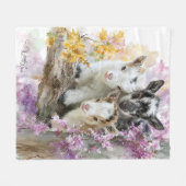 Couverture Polaire Chèvres bébés au feuillage d'automne 45 (Devant (Horizontal))