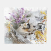 Couverture Polaire Chèvres bébés en feuillage d'automne 4 (Devant (Horizontal))