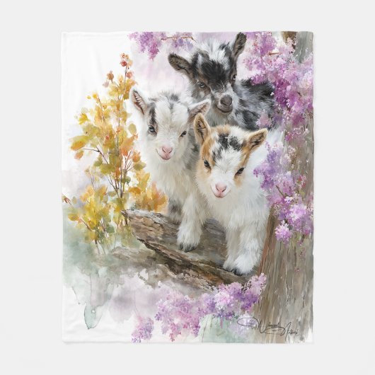 Couverture Polaire Chèvres en feuillage d'automne 2 (Devant)