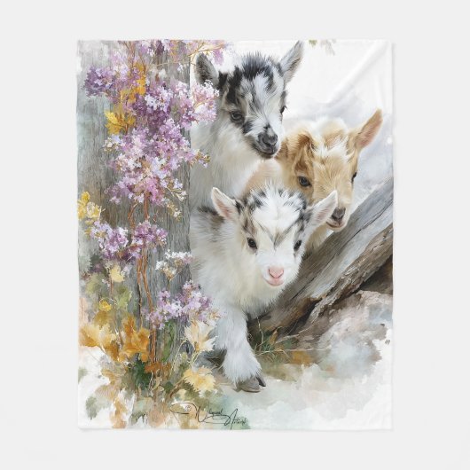 Couverture Polaire Chèvres en feuillage d'automne 5 (Devant)