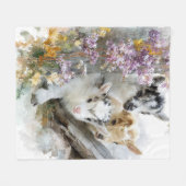 Couverture Polaire Chèvres en feuillage d'automne 5 (Devant (Horizontal))