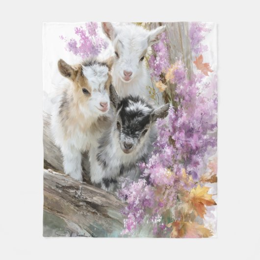 Couverture Polaire Chèvres en feuillage d'automne 6 (Devant)