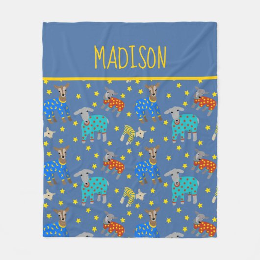 Couverture Polaire Chèvres portant un pyjama Personnalisé (Devant)