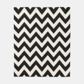 Couverture Polaire Chevron Blanc Noir Et Crème, Zigzag Herringbone (Devant)