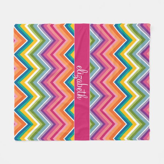 Couverture Polaire Chevron de couleur vive Motif Nom du script (Devant (Horizontal))