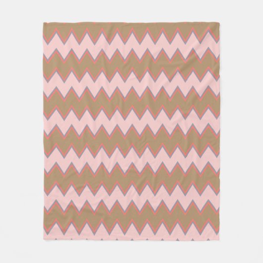 Couverture Polaire Chevron de printemps en Brown, rose et pêche (Devant)