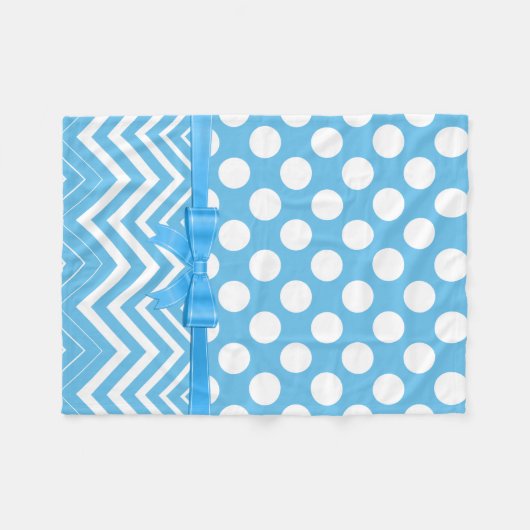 Couverture Polaire Chevron Et Polka Point En Ruban Bleu Blanc (Devant (Horizontal))