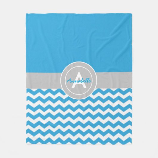 Couverture Polaire Chevron gris bleu (Devant)