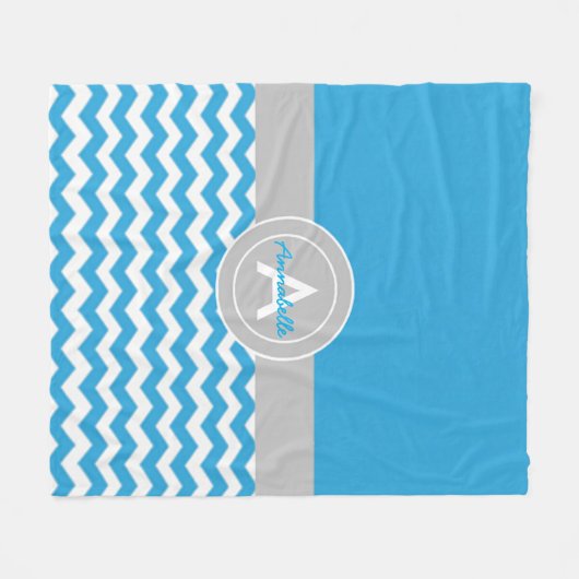 Couverture Polaire Chevron gris bleu (Devant (Horizontal))