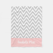 Couverture Polaire Chevron gris et rose Nom du bébé Monogrammé (Devant)