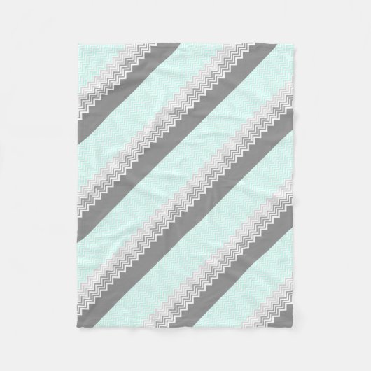 Couverture Polaire chevron gris turquoise (Devant)