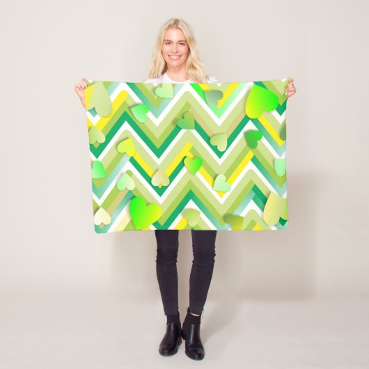 Couverture Polaire Chevron Jaune Et Vert (En situation)