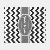 Couverture Polaire Chevron noir avec nom personnalisé gris (Devant (Horizontal))