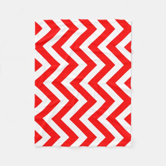 Couverture Polaire Chevron vertical grand format rouge et blanc (Devant)