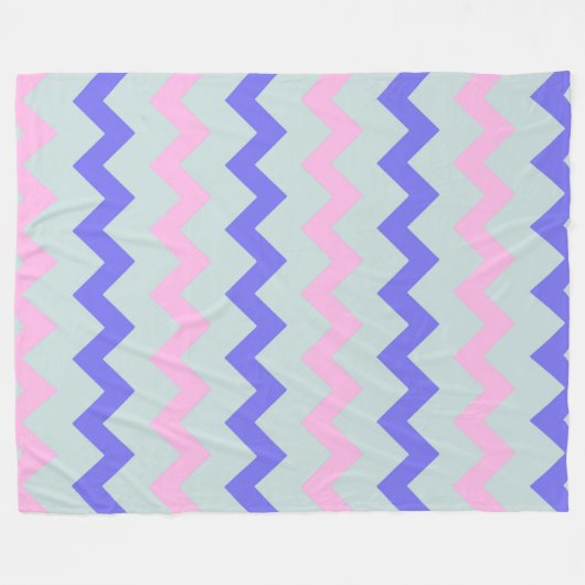 Couverture Polaire Chevron zigzag glace bleu rose cobalt (Devant (Horizontal))