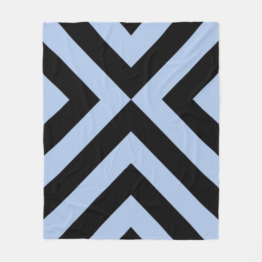 Couverture Polaire Chevrons Bleus Clair Et Noir (Devant)