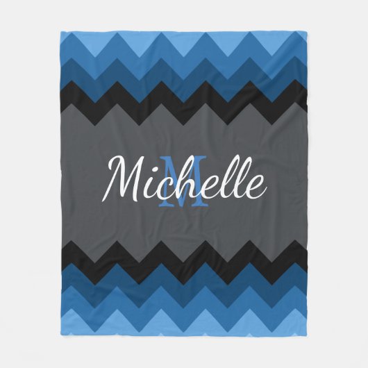 Couverture Polaire Chevrons Ombre Bleu foncé Monogram Blanche (Devant)