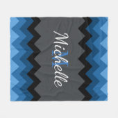 Couverture Polaire Chevrons Ombre Bleu foncé Monogram Blanche (Devant (Horizontal))