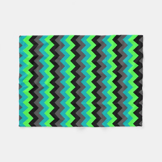 Couverture Polaire Chevrons Ombre Noir Vert Petite Blanche En Toison (Devant (Horizontal))
