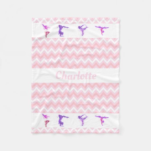Couverture Polaire Chevrons roses nommés personnalisés par filles de (Devant)