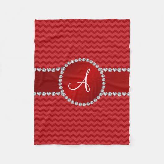 Couverture Polaire chevrons rouges monogrammes (Devant)